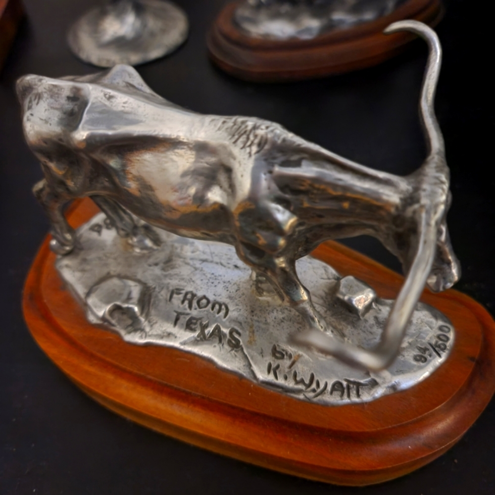 Kenneth wyatt 'Longhorn' Pewter Sculpture